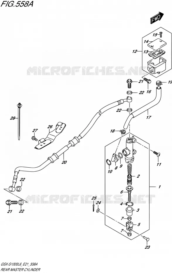 MAITRE CYLINDRE ARRIERE (GSX-S1000L6 E21) Suzuki MOTO 1000 GSX-S 2016  GSX-S1000UF L6 (E21)