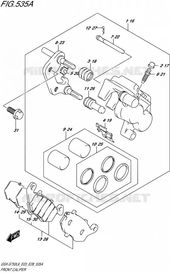 ETRIER DE FREIN AVANT Suzuki MOTO 750 GSX-S 2016  GSX-S750 L6/GSX-S750A L6 (E03,E28)