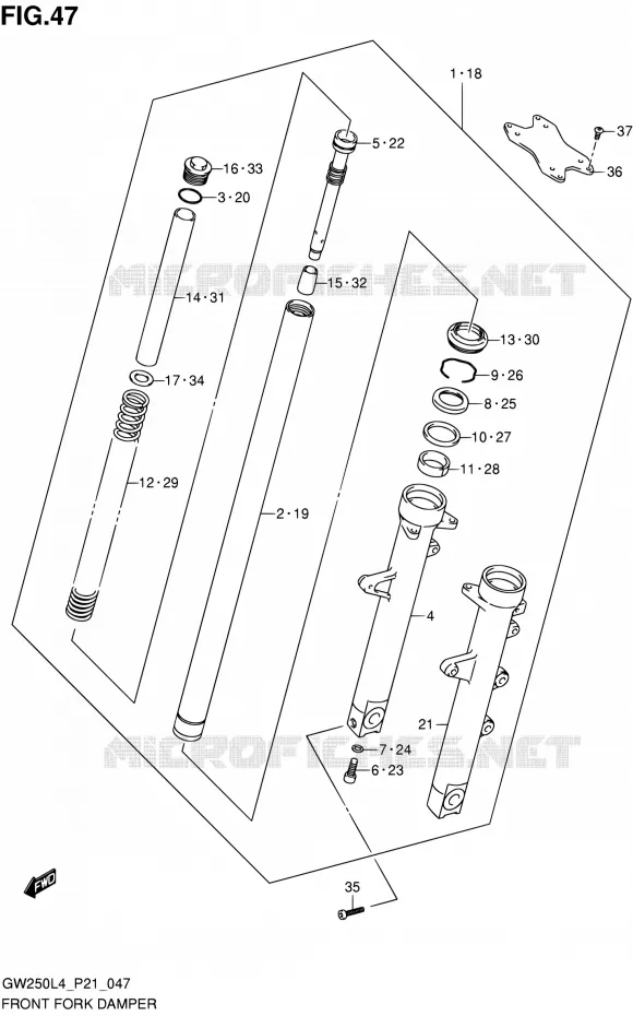 FOURCHE Suzuki MOTO 250 INAZUMA 2014  GW250 L4 (P21)