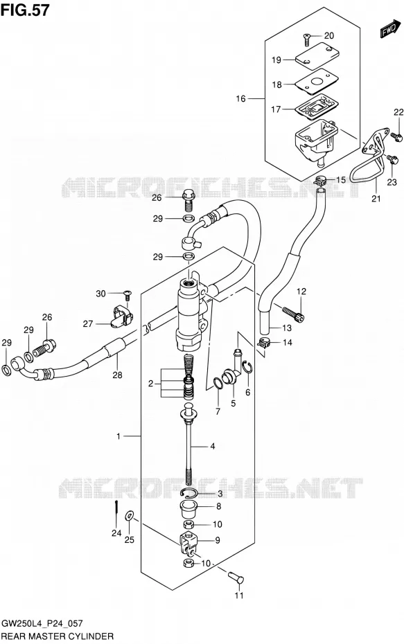 MAITRE CYLINDRE ARRIERE Suzuki MOTO 250 INAZUMA 2014  GW250 L4 (P24)