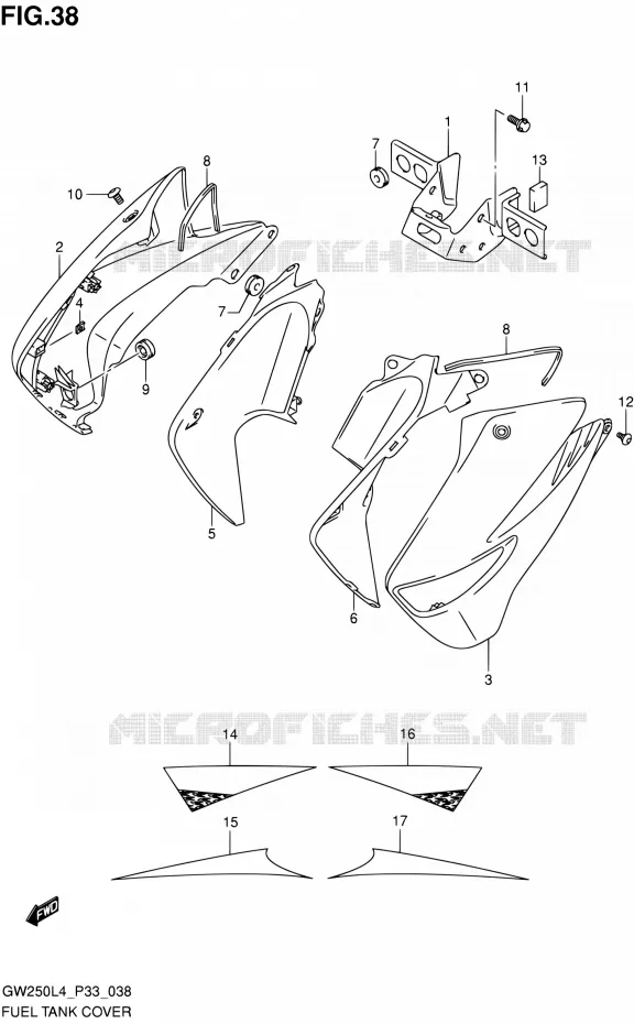 RESERVOIR D'ESSENCE - COUVERCLES Suzuki MOTO 250 INAZUMA 2014  GW250 L4 (P33)