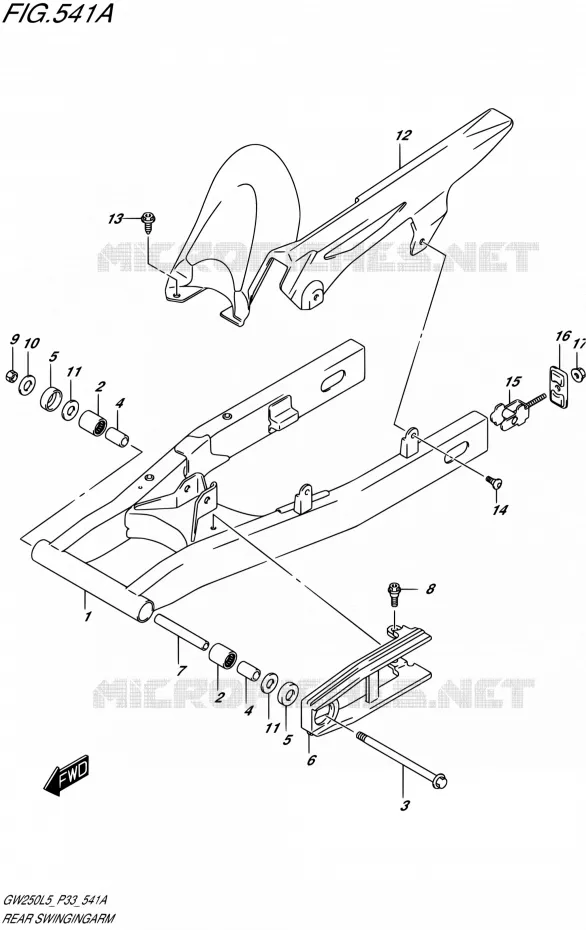 BRAS OSCILLANT ARRIERE Suzuki MOTO 250 INAZUMA 2015  GW250 L5 (P03,P28,P33)