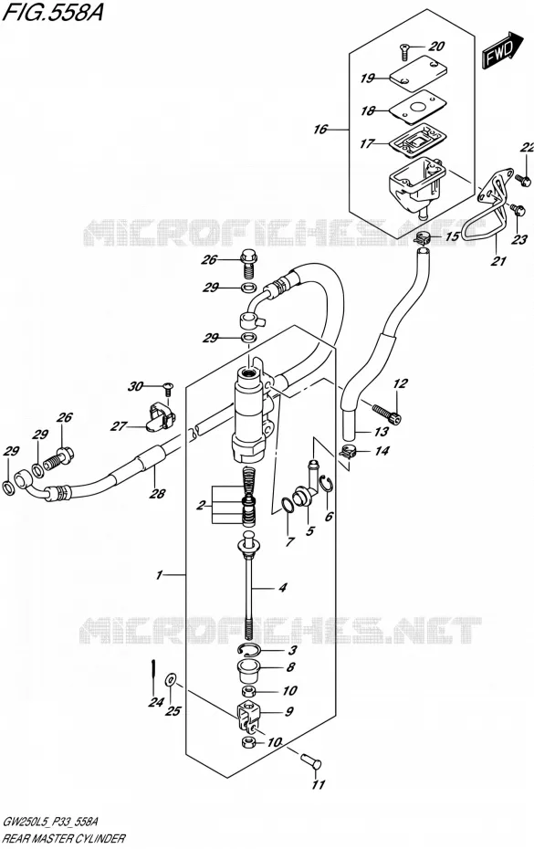 MAITRE CYLINDRE ARRIERE Suzuki MOTO 250 INAZUMA 2015  GW250 L5 (P03,P28,P33)