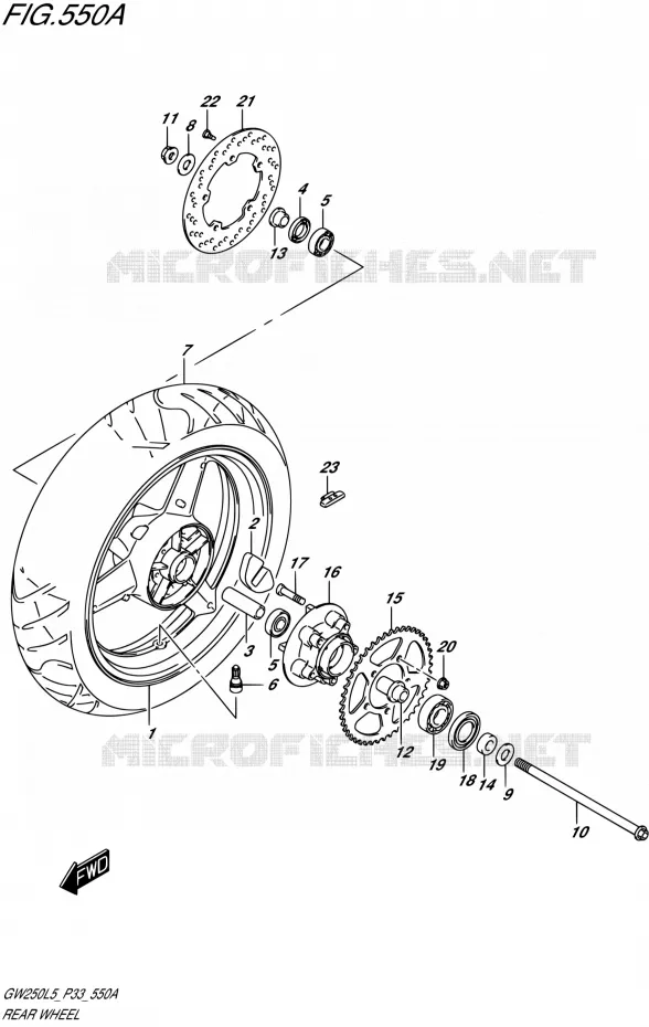 ROUE ARRIERE Suzuki MOTO 250 INAZUMA 2015  GW250 L5 (P03,P28,P33)