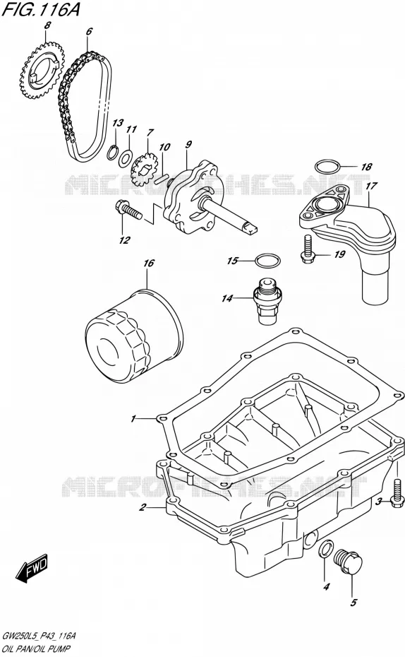 CARTER INFERIEUR - POMPE A HUILE Suzuki MOTO 250 INAZUMA 2015  GW250 L5 (P43)