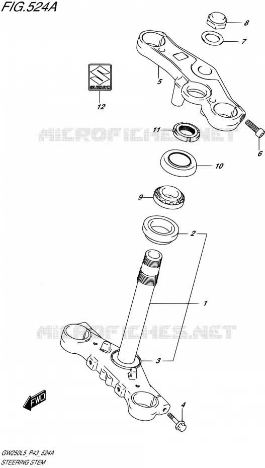 COLONNE DE DIRECTION Suzuki MOTO 250 INAZUMA 2015  GW250 L5 (P43)