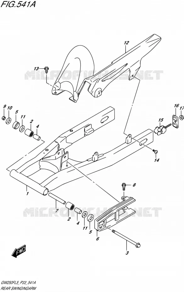 BRAS OSCILLANT ARRIERE Suzuki MOTO 250 INAZUMA 2015  GW250F L5 (P03,P28,P33)