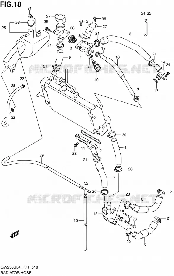 DURITE DE RADIATEUR (UP TO 2014-2) Suzuki MOTO 250 INAZUMA 2014  GW250S L4 (P71)