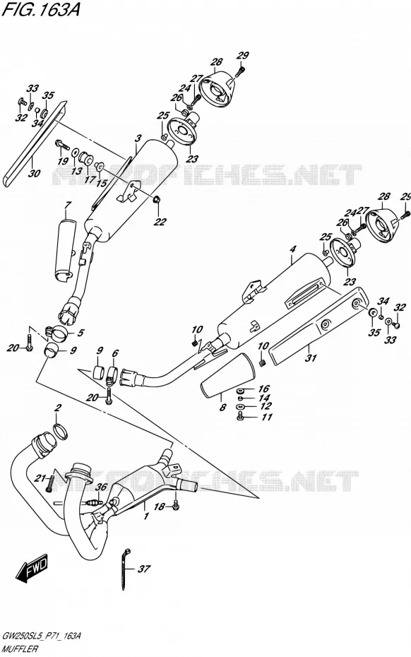 SILENCIEUX Suzuki MOTO 250 INAZUMA 2015  GW250S L5 (P71)