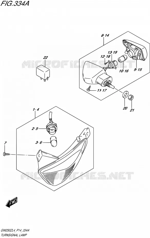 CLIGNOTANTS Suzuki MOTO 250 INAZUMA 2014  GW250Z L4 (P14)