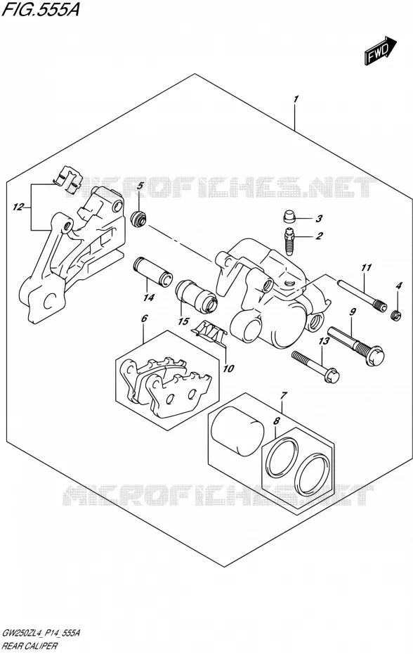 ETRIER DE FREIN ARRIERE Suzuki MOTO 250 INAZUMA 2014  GW250Z L4 (P14)