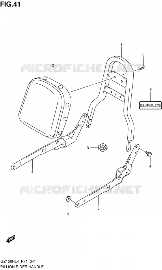 SUPPORT DOSSERET Suzuki MOTO 150 GZ 2014  GZ150H L4 (P71)