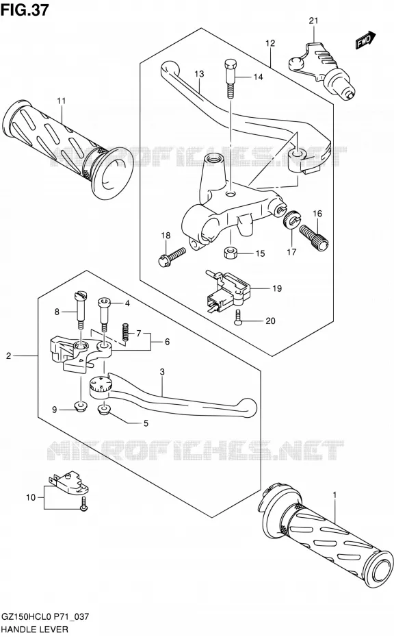 ENSEMBLE LEVIERS - POIGNEES Suzuki MOTO 150 GZ 2010  GZ150HC L0 (P71)