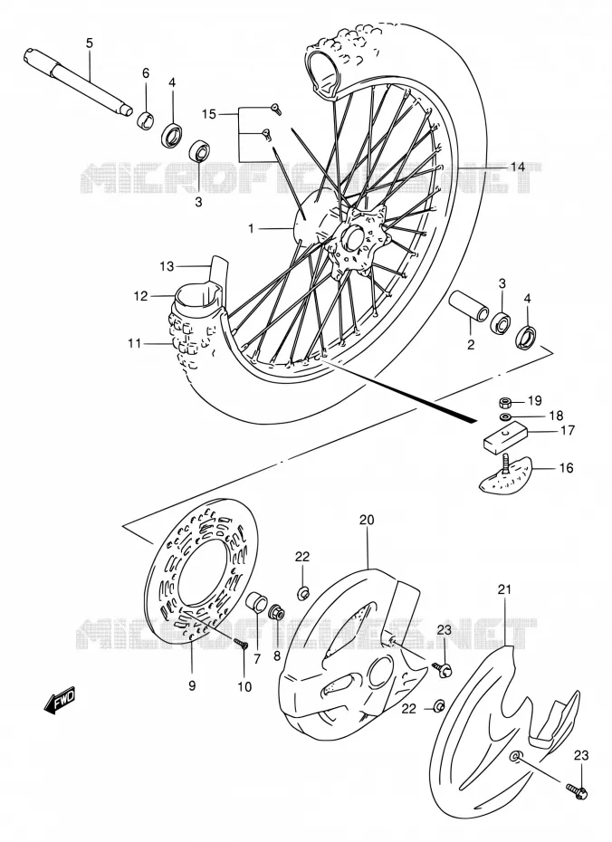 ROUE AVANT (MODELE V/W/X/Y) Suzuki MOTO 250 RM 2000  RM250 Y (E02)