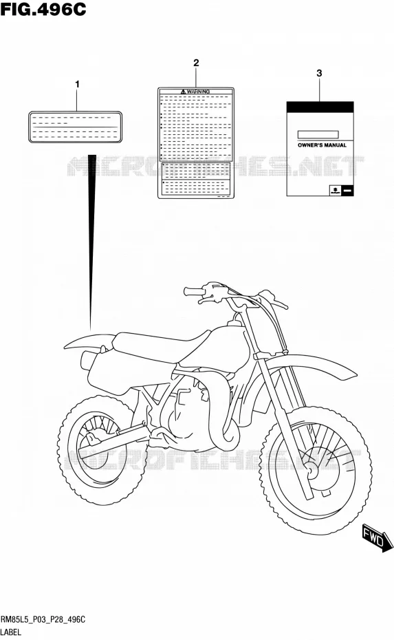 ETIQUETTE (RM85LL5 P28) Suzuki MOTO 85 RM 2015  RM85L L5 (P03,P28,P33)