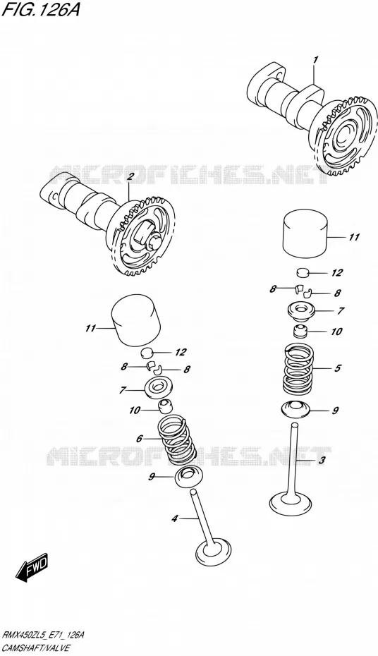 ARBRE A CAMES - VALVE Suzuki MOTO 450 RMX 2015  RMX450Z L5 (E71)