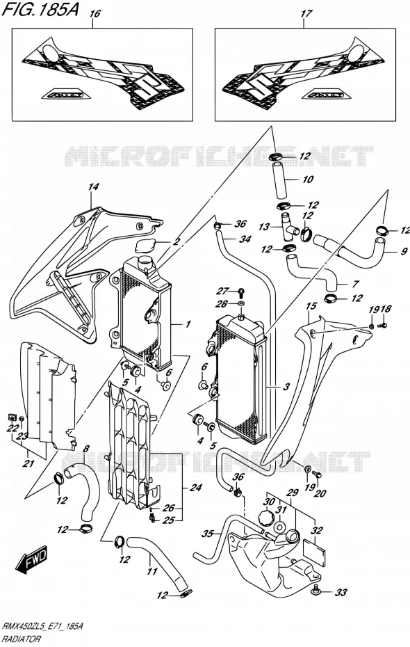 RADIATEUR Suzuki MOTO 450 RMX 2015  RMX450Z L5 (E71)