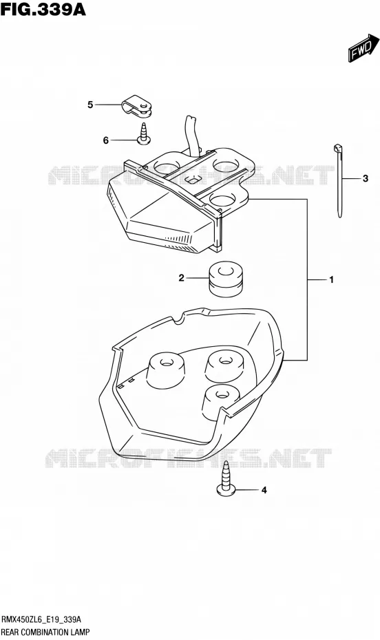 ENSEMBLE FEU ARRIERE Suzuki MOTO 450 RMX 2016  RMX450Z L6 (E19)