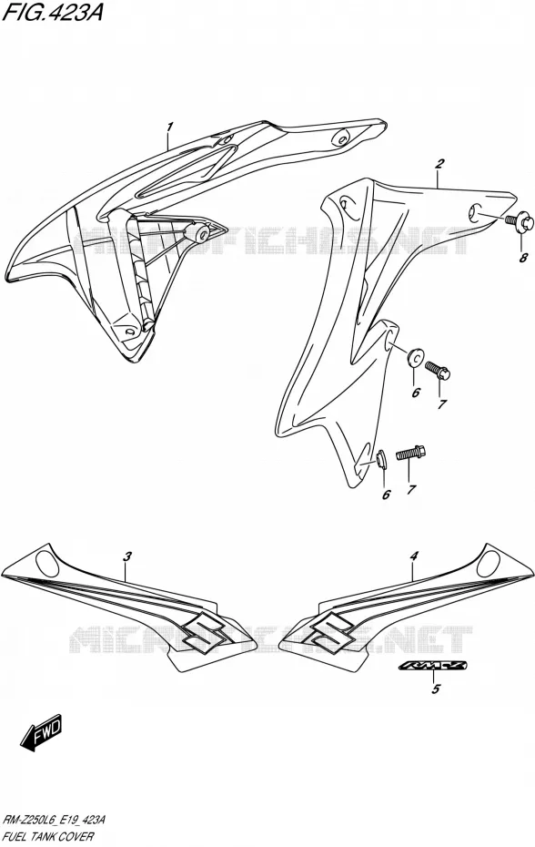 RESERVOIR D'ESSENCE - COUVERCLES Suzuki MOTO 250 RM-Z 2016  RM-Z250 L6 (E19)