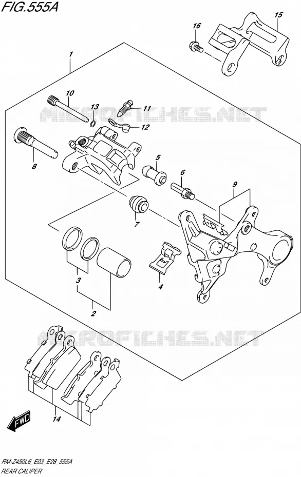 ETRIER DE FREIN ARRIERE Suzuki MOTO 450 RM-Z 2016  RM-Z450 L6 (E03,E28)