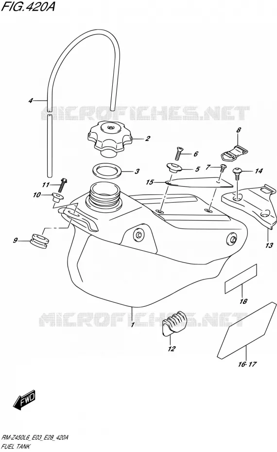 RESERVOIR D'ESSENCE Suzuki MOTO 450 RM-Z 2016  RM-Z450 L6 (E03,E28)