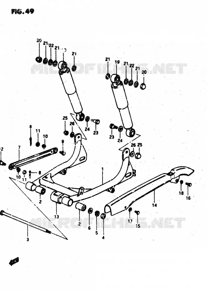 BRAS OSCILLANT ARRIERE (E22, E39) Suzuki MOTO 50 VAN-VAN 1981  RV50 X