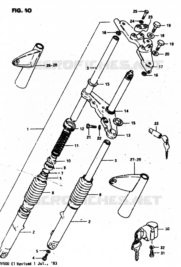 FOURCHE AVANT Suzuki MOTO 50 VAN-VAN 1981  RV50 X