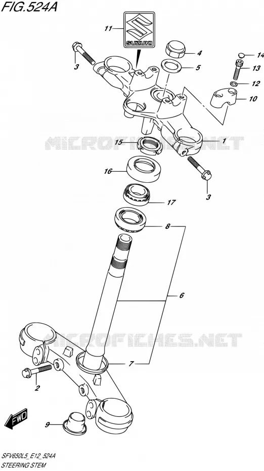 COLONNE DE DIRECTION Suzuki MOTO 650 GLADIUS 2015  SFV650 L5 (E12)