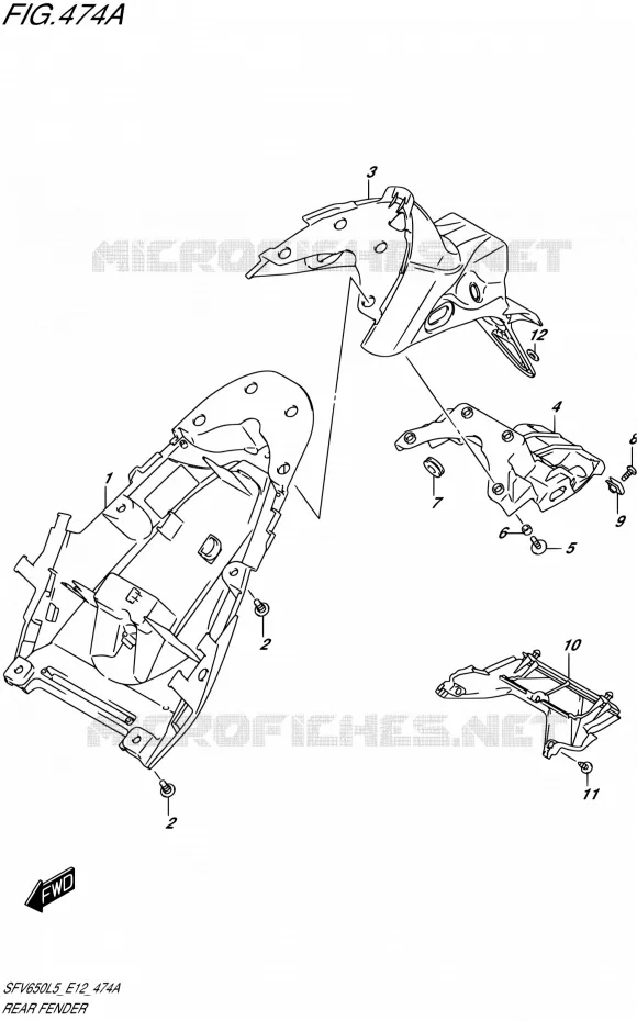 GARDE BOUE ARRIERE Suzuki MOTO 650 GLADIUS 2015  SFV650 L5 (E12)