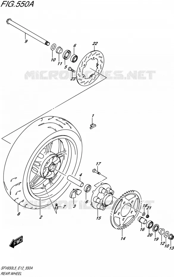 ROUE ARRIERE Suzuki MOTO 650 GLADIUS 2015  SFV650 L5 (E12)