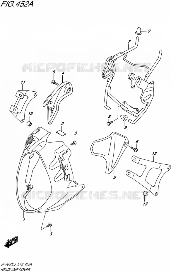SUPPORT - CARENAGES DE PHARE Suzuki MOTO 650 GLADIUS 2015  SFV650 L5 (E12)