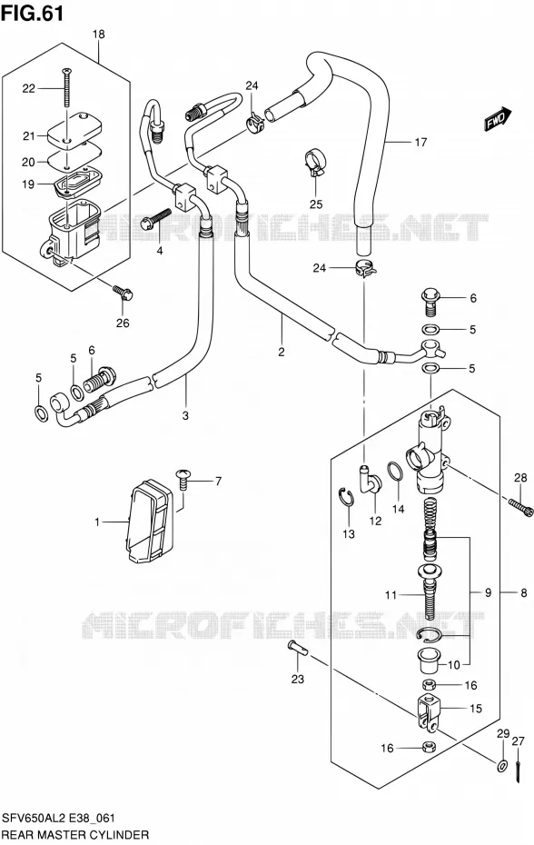 MAITRE CYLINDRE ARRIERE Suzuki MOTO 650 GLADIUS 2012  SFV650A L2 (E38)