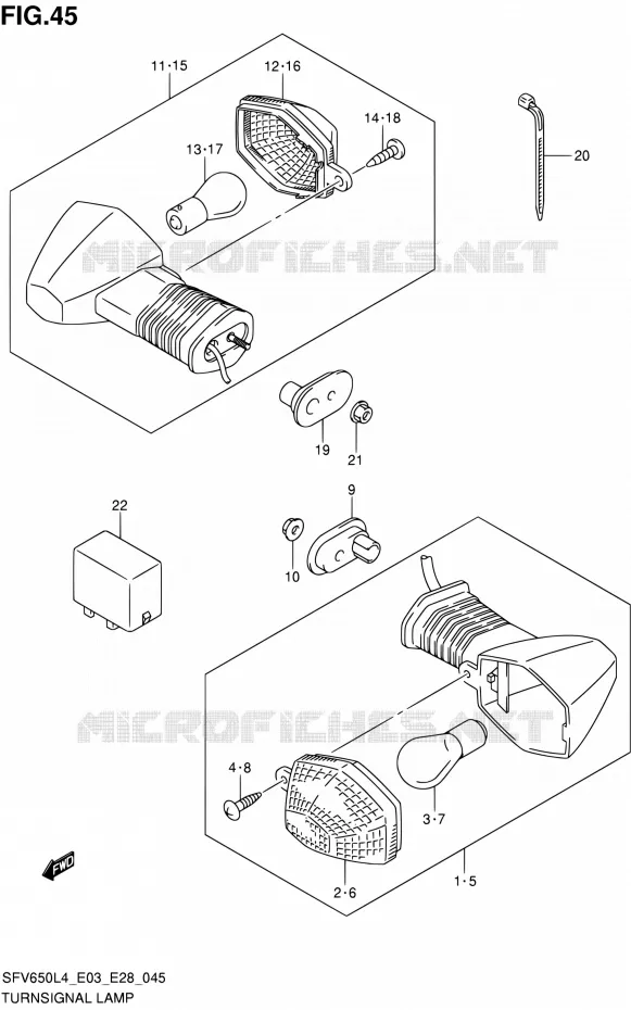 CLIGNOTANTS Suzuki MOTO 650 GLADIUS 2014  SFV650A L4 (E03,E28,E33)