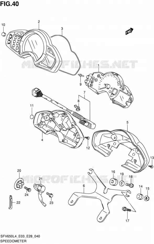 COMPTEUR (SFV650L4 E28) Suzuki MOTO 650 GLADIUS 2014  SFV650A L4 (E03,E28,E33)