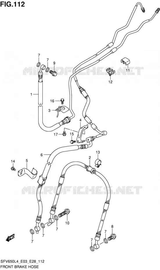 DURITE DE FREIN AVANT (SFV650AL4 E28) Suzuki MOTO 650 GLADIUS 2014  SFV650A L4 (E03,E28,E33)