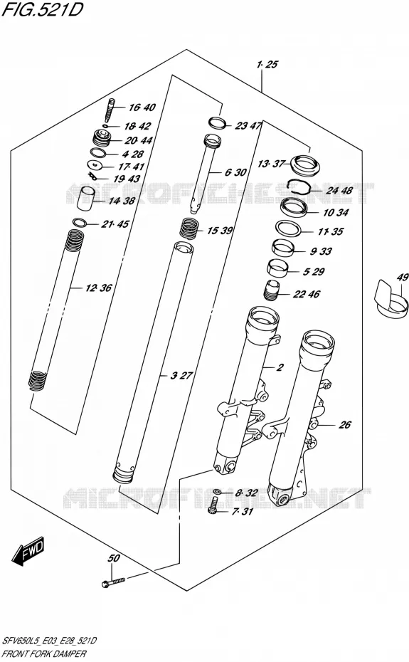 FOURCHE (SFV650AL5 E28) Suzuki MOTO 650 GLADIUS 2015  SFV650A L5 (E03,E28,E33)
