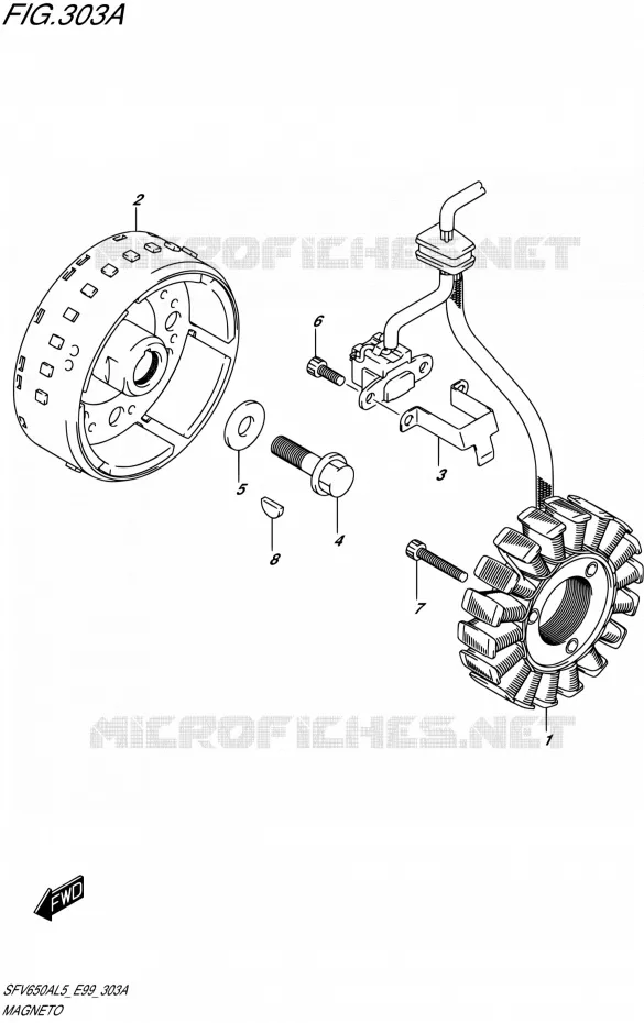 ALLUMAGE ROTOR - STATOR Suzuki MOTO 650 GLADIUS 2015  SFV650A L5 (E99)