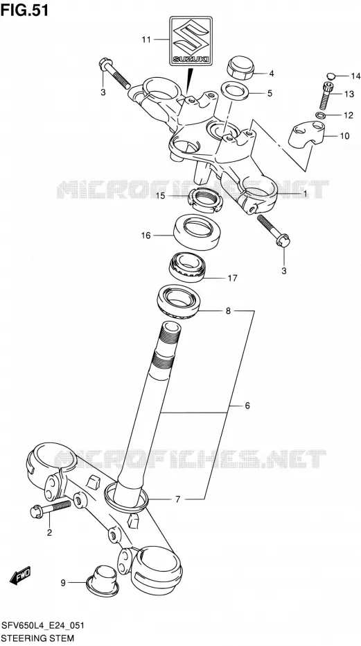 COLONNE DE DIRECTION Suzuki MOTO 650 GLADIUS 2014  SFV650U L4 (E24)