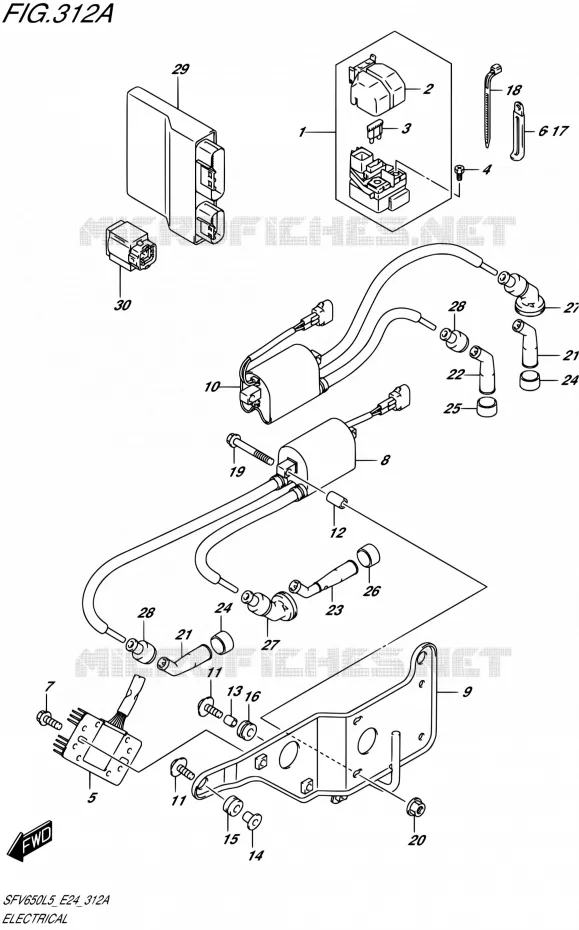 PARTIE ELECTRIQUE (SFV650L5 E24) Suzuki MOTO 650 GLADIUS 2015  SFV650U L5 (E24)