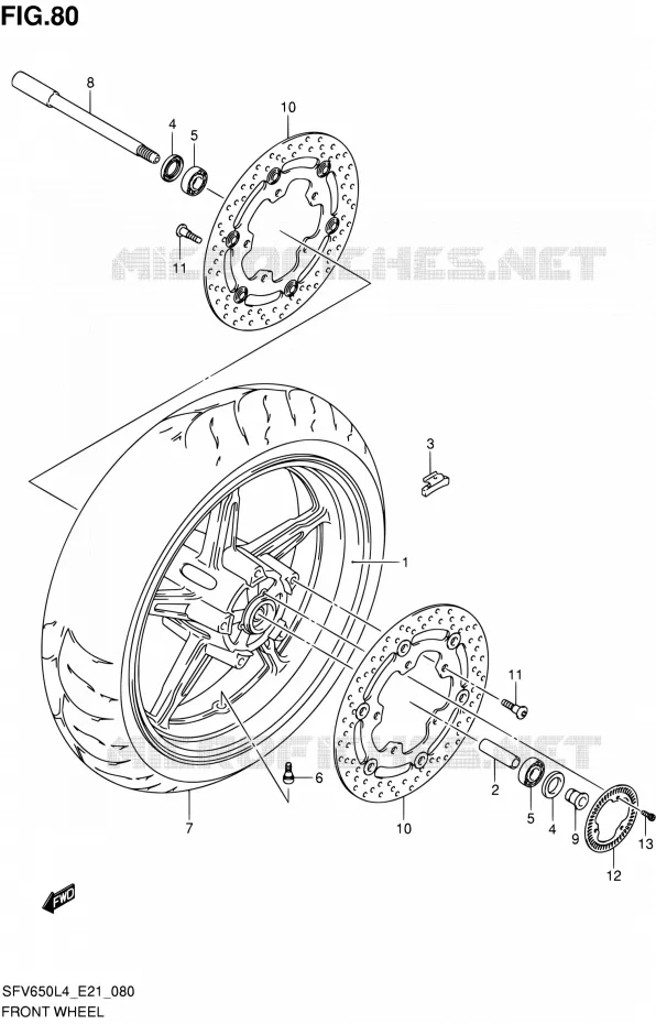 ROUE AVANT (SFV650AL4 E21) Suzuki MOTO 650 GLADIUS 2014  SFV650UA L4 (E21)