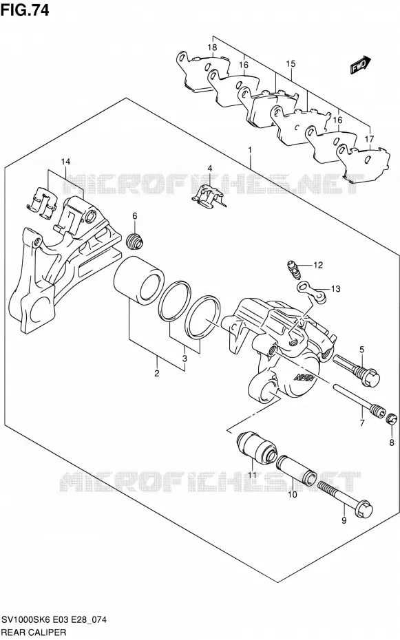 ETRIER DE FREIN ARRIERE Suzuki MOTO 1000 SV-S 2007  SV1000S K7 (E33)