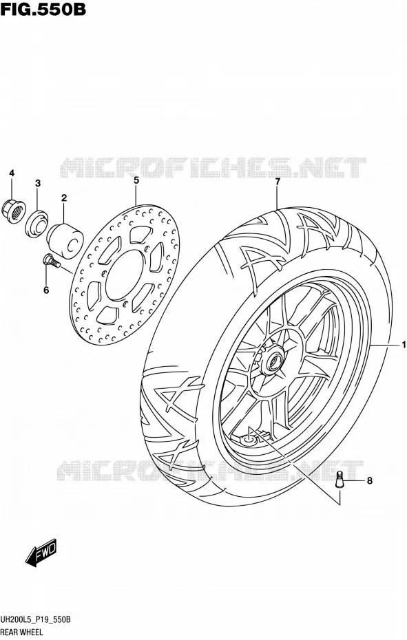 ROUE ARRIERE (UH200L5 P19) Suzuki SCOOTER 200 BURGMAN 2015  UH200A L5 (P19)