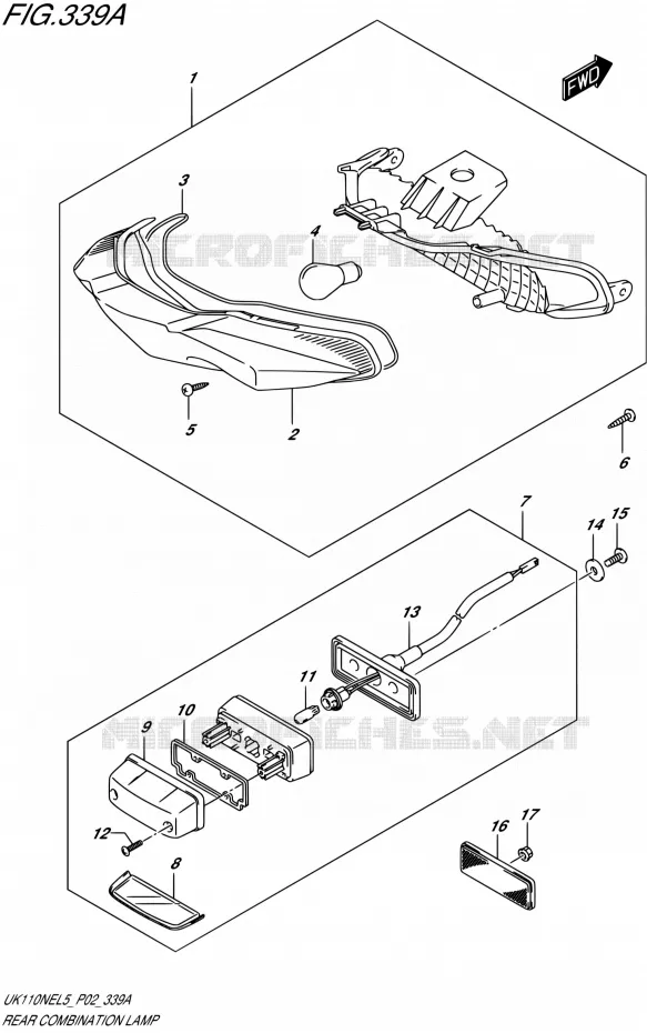 ENSEMBLE FEU ARRIERE Suzuki SCOOTER 110 ADDRESS 2015  UK110NE L5 (P19)