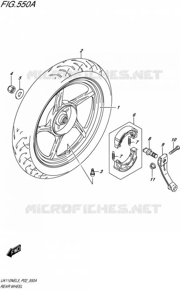 ROUE ARRIERE Suzuki SCOOTER 110 ADDRESS 2015  UK110NE L5 (P02)