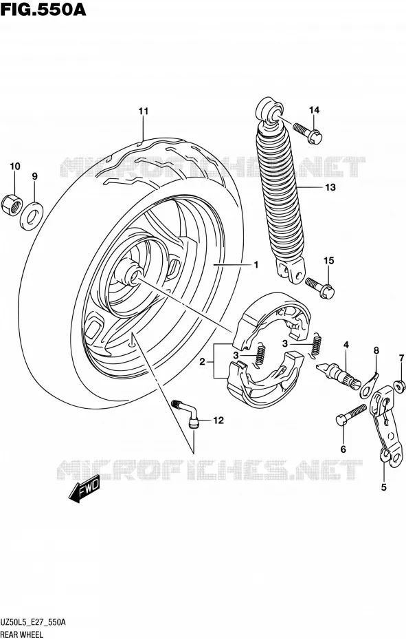ROUE ARRIERE Suzuki SCOOTER 50 UZ 2015  UZ50 L5 (E27)