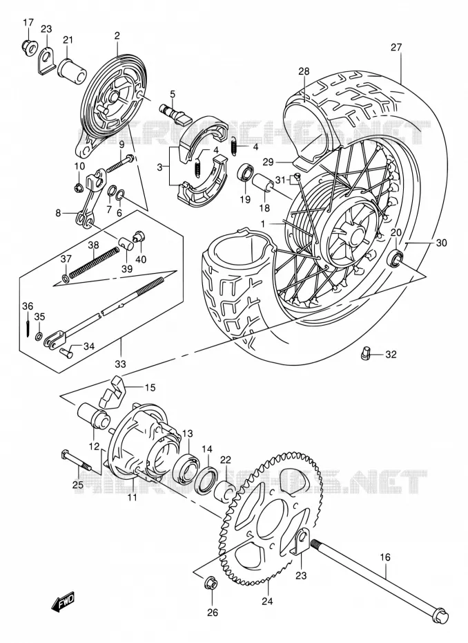 ROUE ARRIERE Suzuki MOTO 125 INTRUDER 2000  VL125U Y
