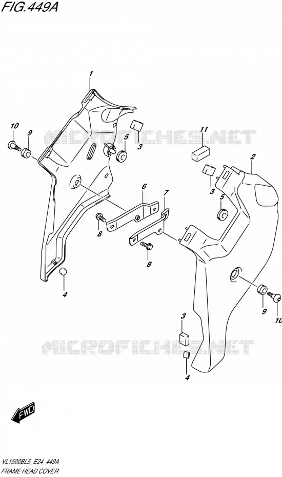 COUVERCLES DE CADRE AVANT Suzuki MOTO 1500 INTRUDER 2015  VL1500B L5 (E24)