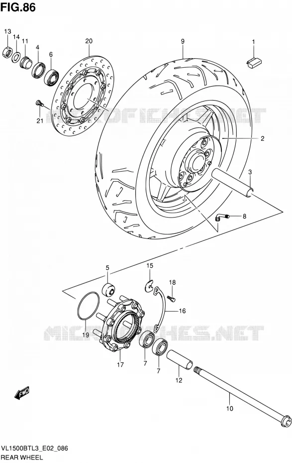 ROUE ARRIERE Suzuki MOTO 1500 INTRUDER 2013  VL1500BT L3 (E24)