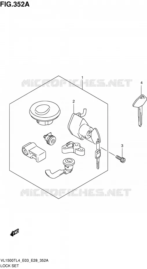 KIT SERRURE Suzuki MOTO 1500 BOULEVARD 2014  VL1500T L4 (E03,E28,E33)