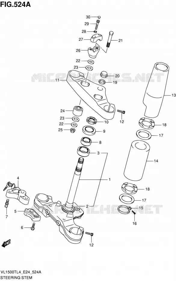 COLONNE DE DIRECTION Suzuki MOTO 1500 BOULEVARD 2014  VL1500T L4 (E24)
